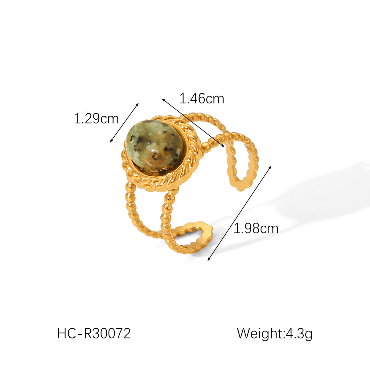 Anello aperto da donna vintage stile francese con motivo geometrico in acciaio inossidabile placcato