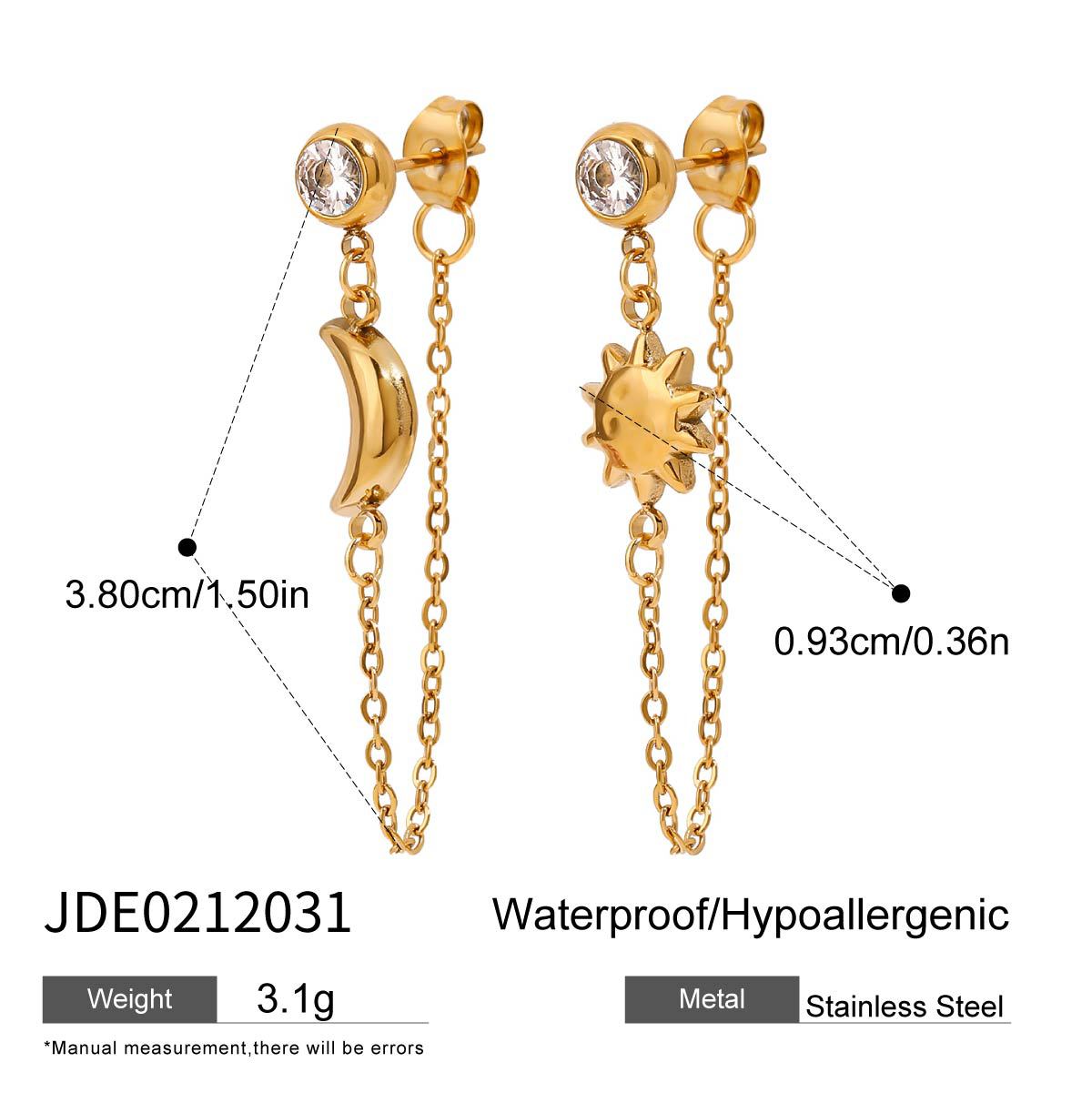 Set di collana e orecchini a cuore da donna in acciaio inossidabile placcato oro 18 carati, stile minimalista