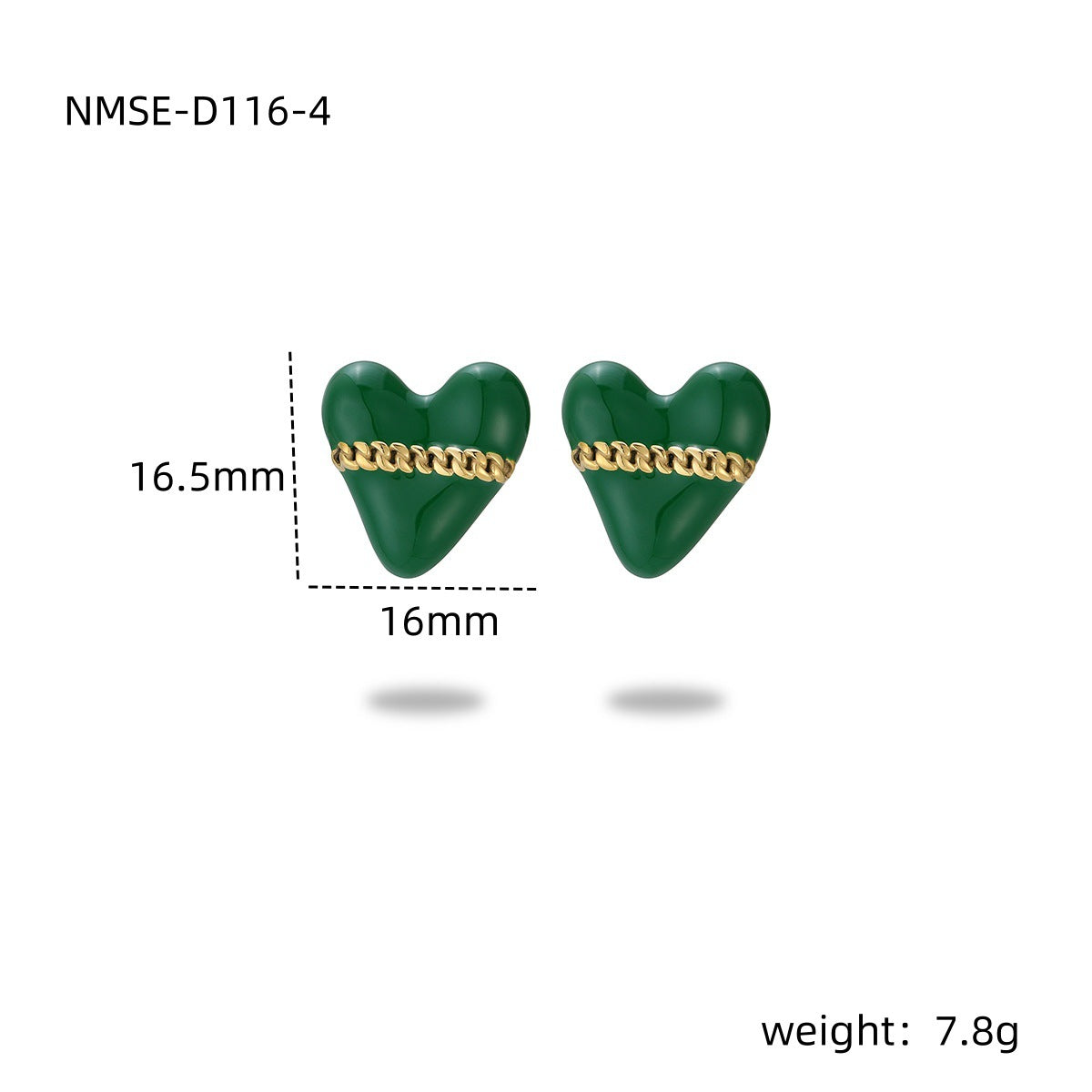 Orecchini a perno da donna in acciaio inossidabile a forma di cuore smaltati in stile vintage francese con finitura placcata e un'estetica lussuosa