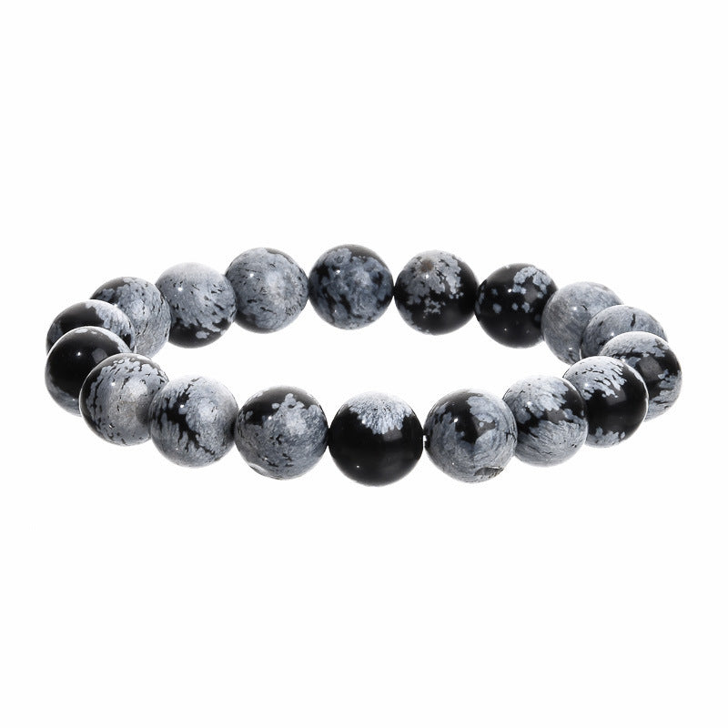 Elegant 10mm Round Agate Wood Crystal Beaded Bracelet Unisex Geometric Handmade Jewelry