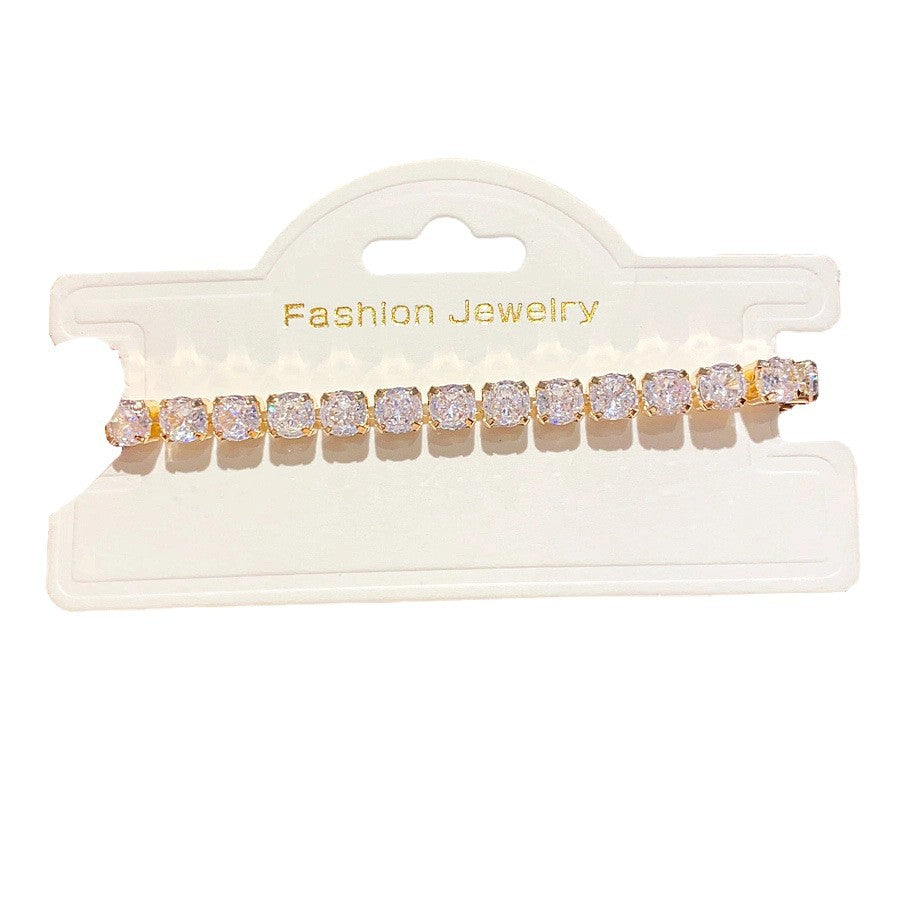 Luxury Elegant Geometric Square Brass Plated Bracelet with Cubic Zirconia Inlay for Women