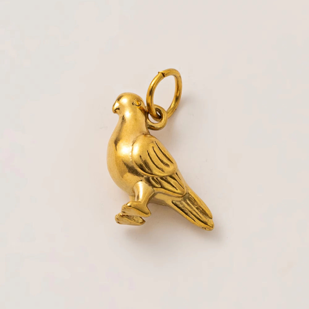 Vintage Cartoon Animal Geometric 18K Gold Plated Stainless Steel Charm Bar