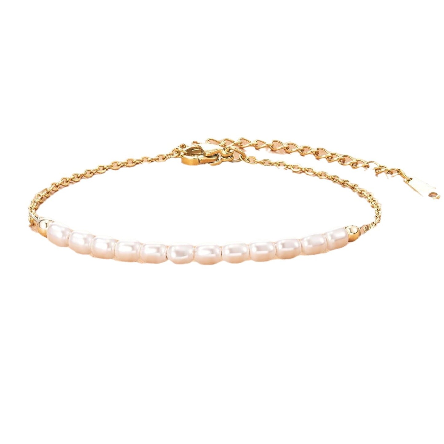Sweet Geometric Pearl Stainless Steel Plated Bracelet Unisex Gift