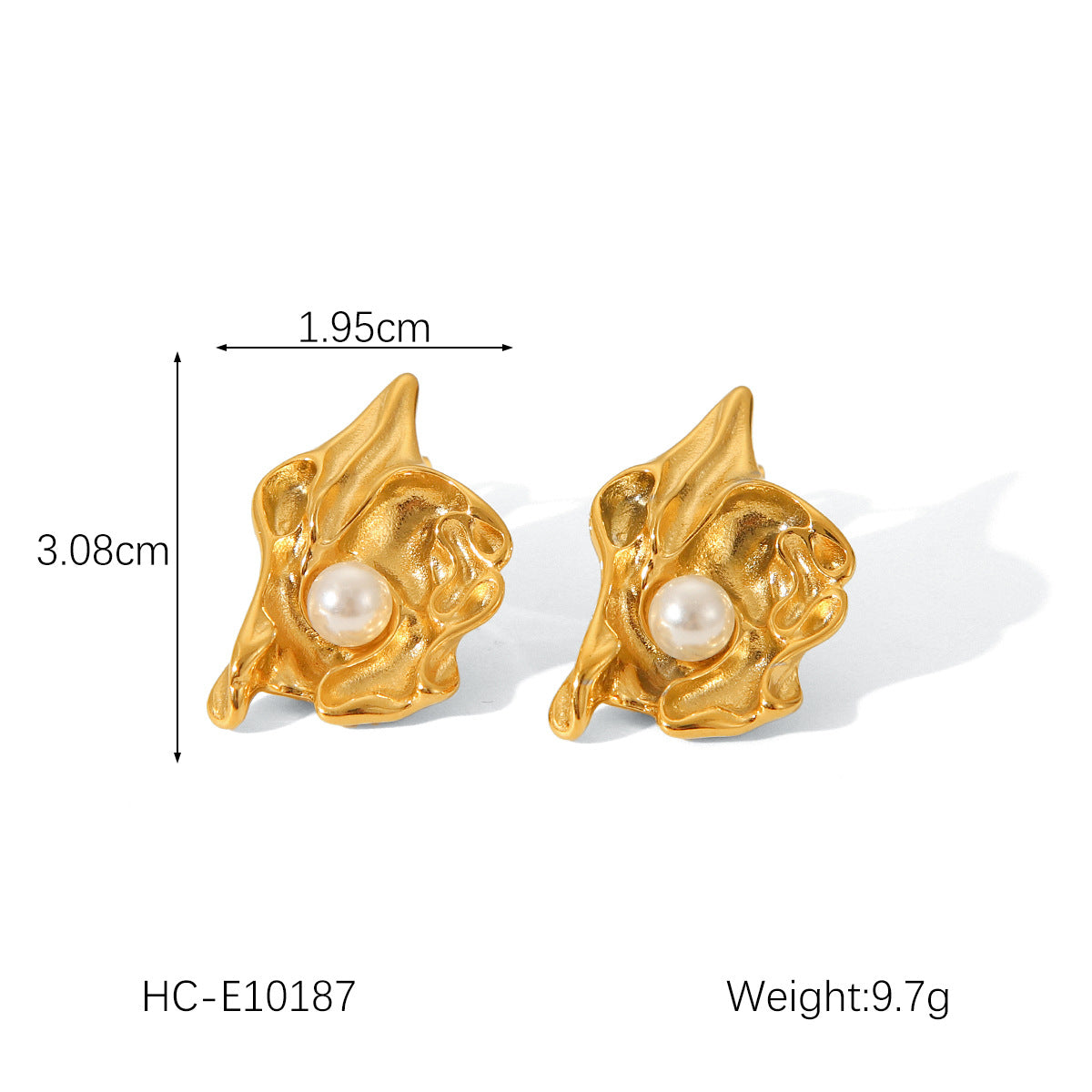 Elegant French-Inspired Pearl Stud Earrings for Women with Stainless Steel Posts and 18K Gold Plating