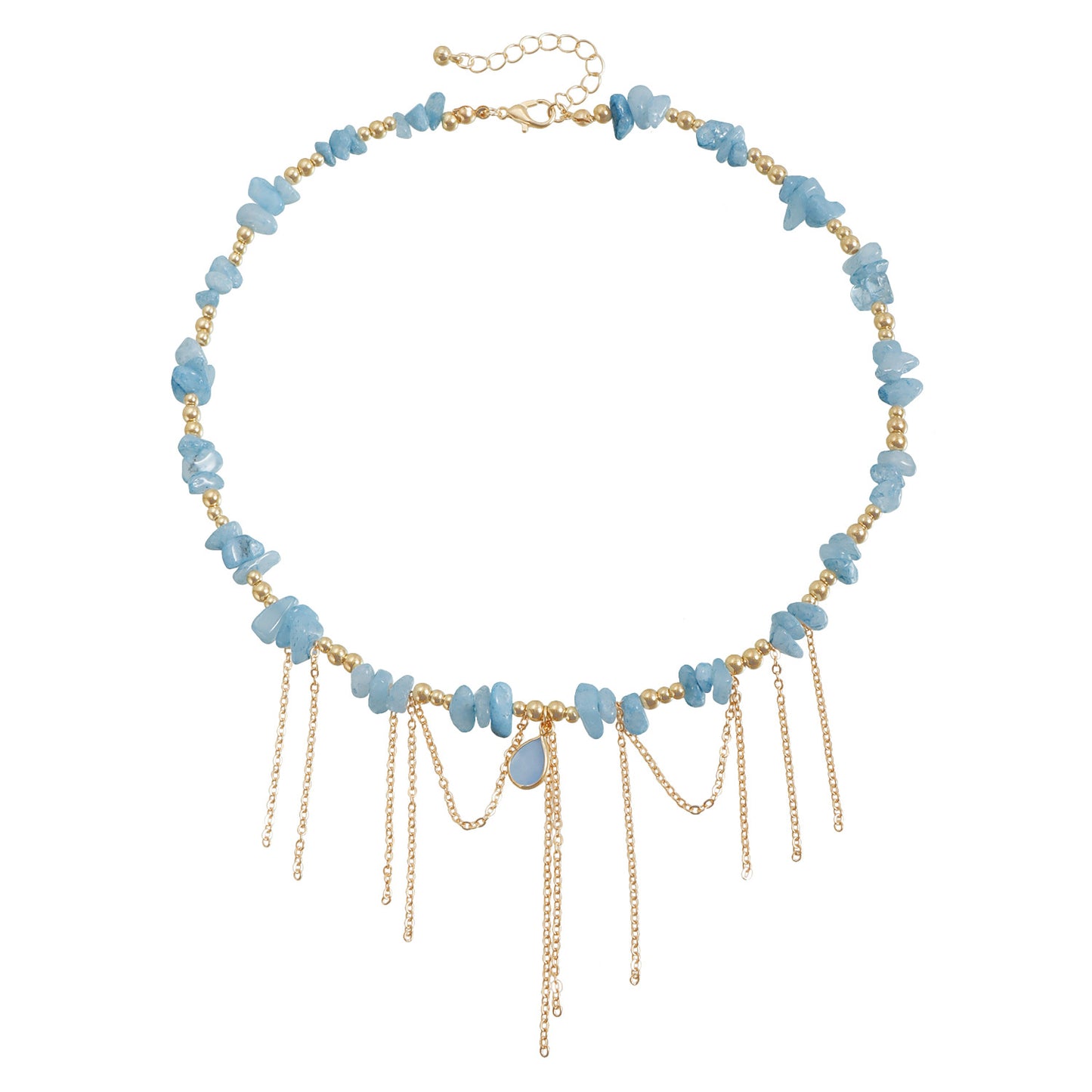 Collar minimalista con colgante de gota de agua para mujer, con aleación chapada y diseño geométrico en cadena de clavícula