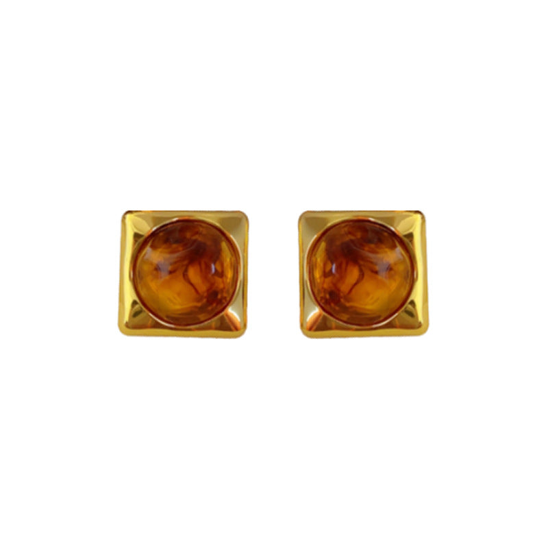 Chic Irregular Geometric Metal Resin Earrings in Alloy with Gold Plating for Women