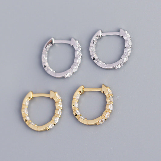 Pendientes de Aro Geométricos de Plata de Ley 925 con Incrustaciones de Circonita Cúbica para Mujer