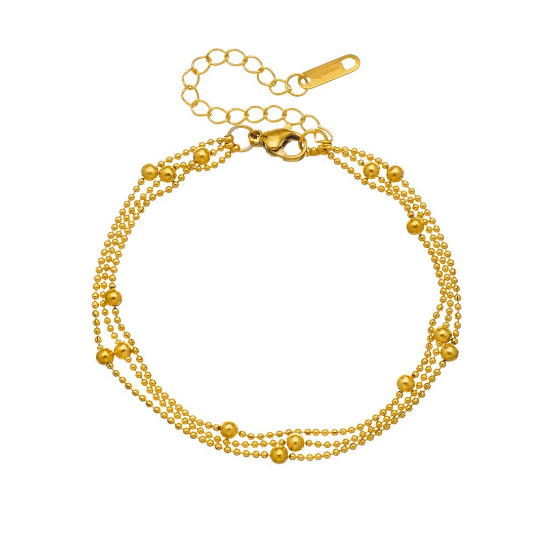 Vintage Gold Plated Round Ball Chain Stainless Steel Bracelet for Women