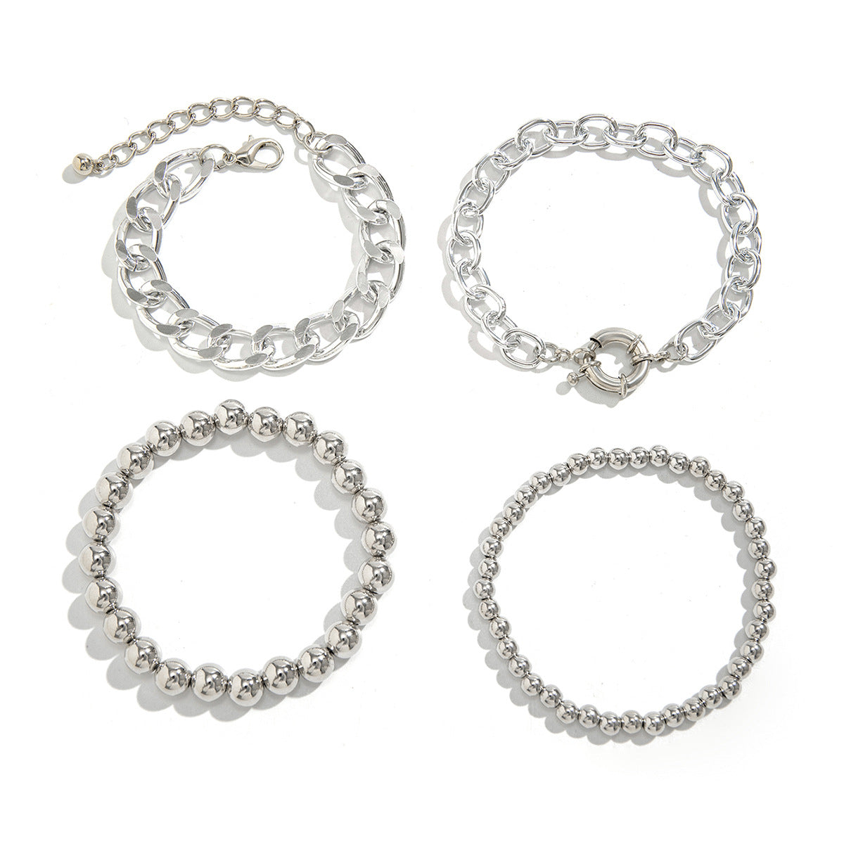 Pulsera de aleación de bola redonda geométrica estilo punk con acabado chapado para mujer