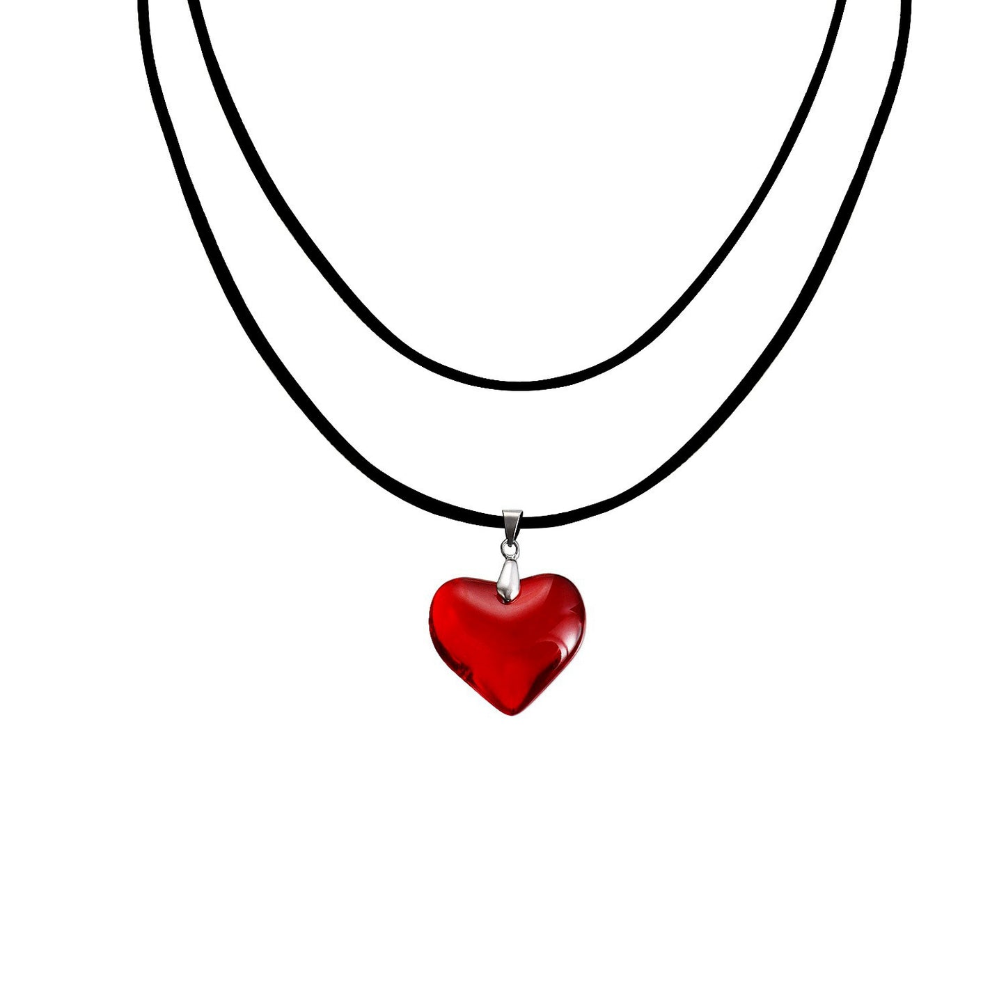 Minimalist Red Heart Pendant Necklace for Women Alloy Geometric Shape Plated Clavicle Chain