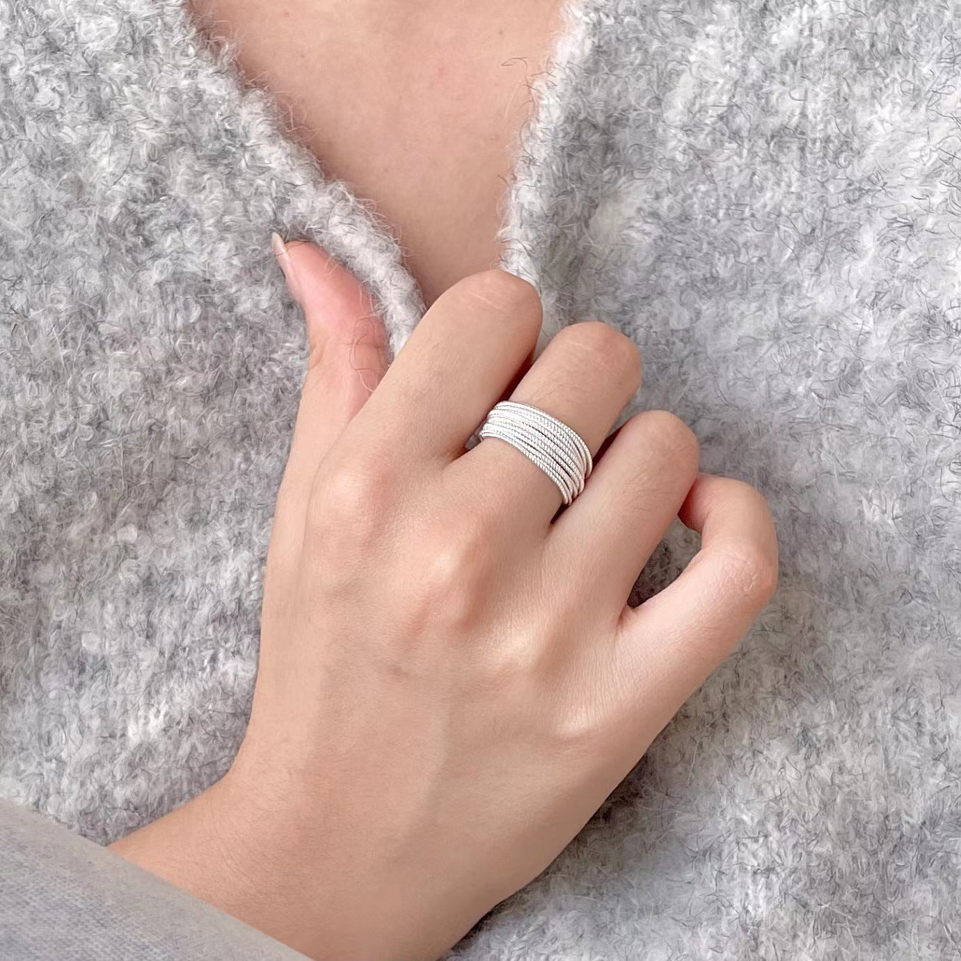 Minimalist Geometric Open Ring for Women in 925 Sterling Silver with Gold Plating