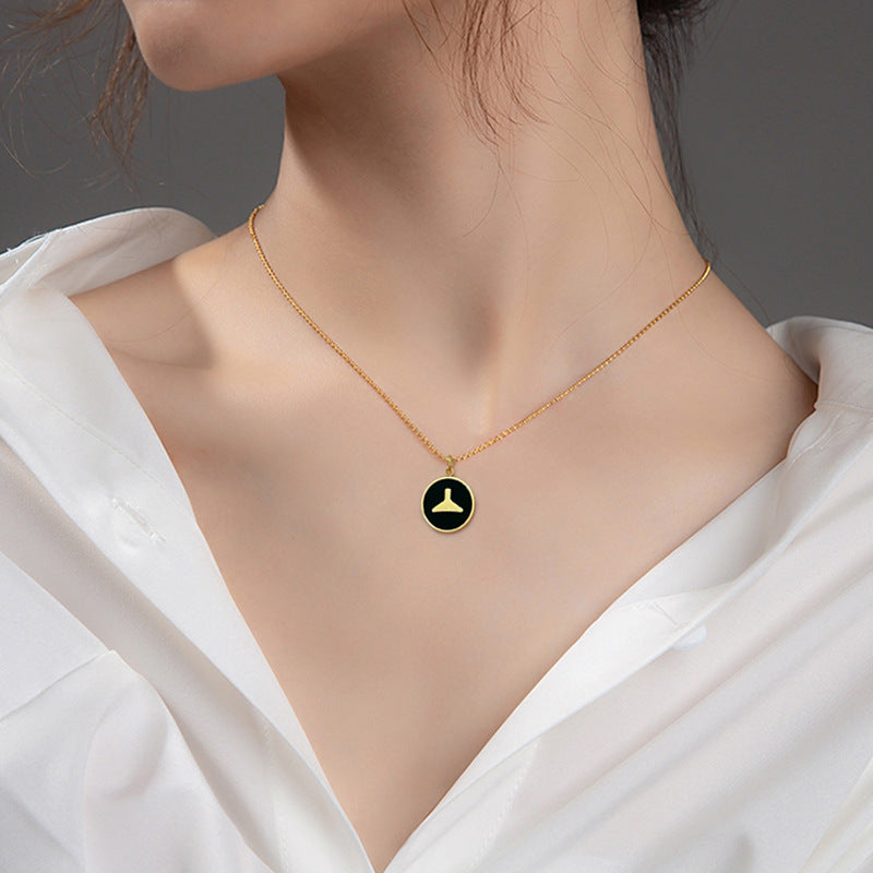Minimalist Sweet Geometric Titanium Steel PVD Mermaid Tail Necklace for Women