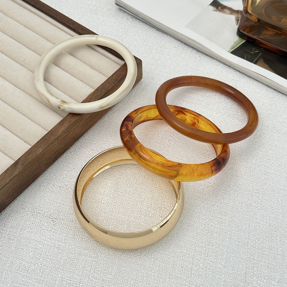 Vintage Gradient Round Resin Bangle Bracelet