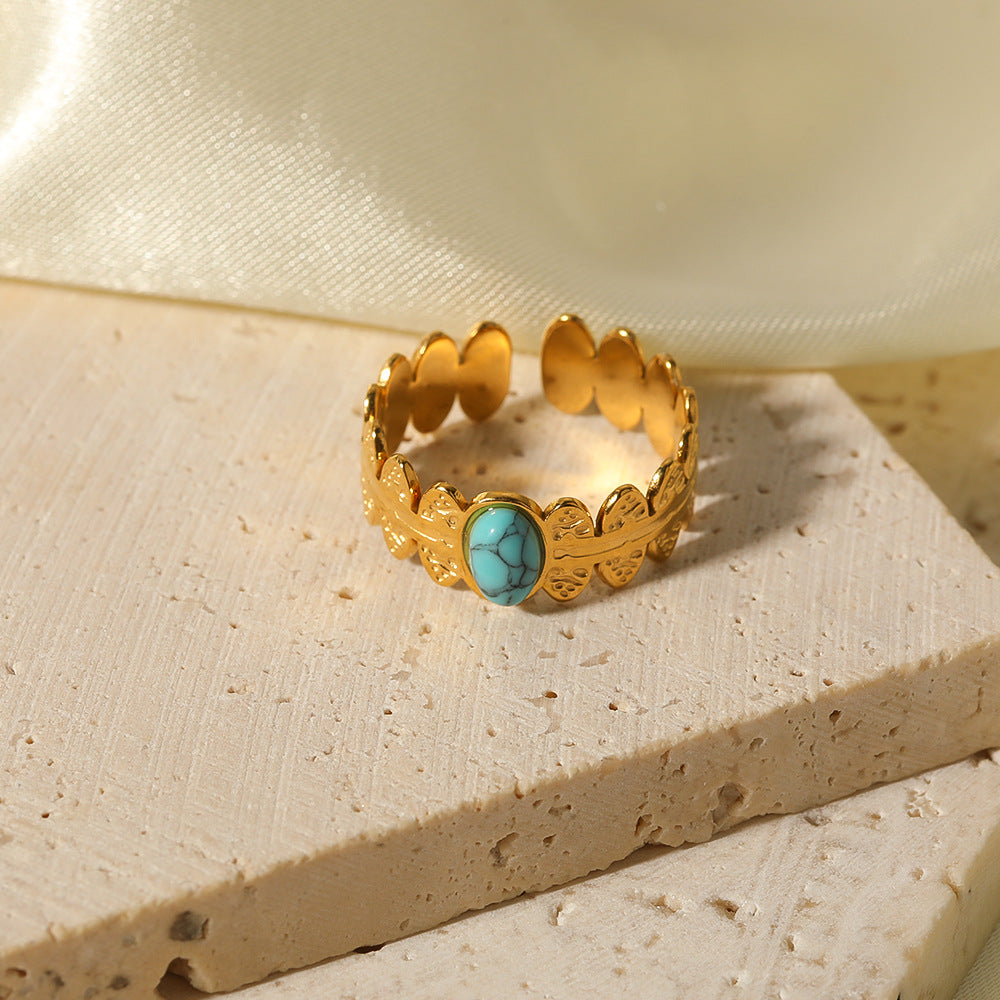 Anello da Donna Minimalista Geometrico Regolabile in Acciaio Inossidabile con Placcatura in Oro 18K