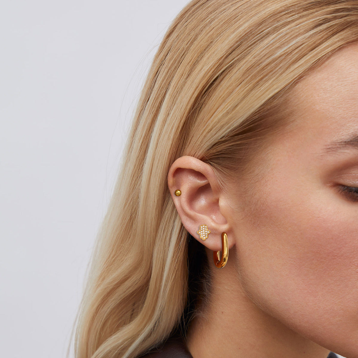 Pendientes Minimalistas Redondos Geométricos de Acero Inoxidable con Acabado Chapado para Mujer