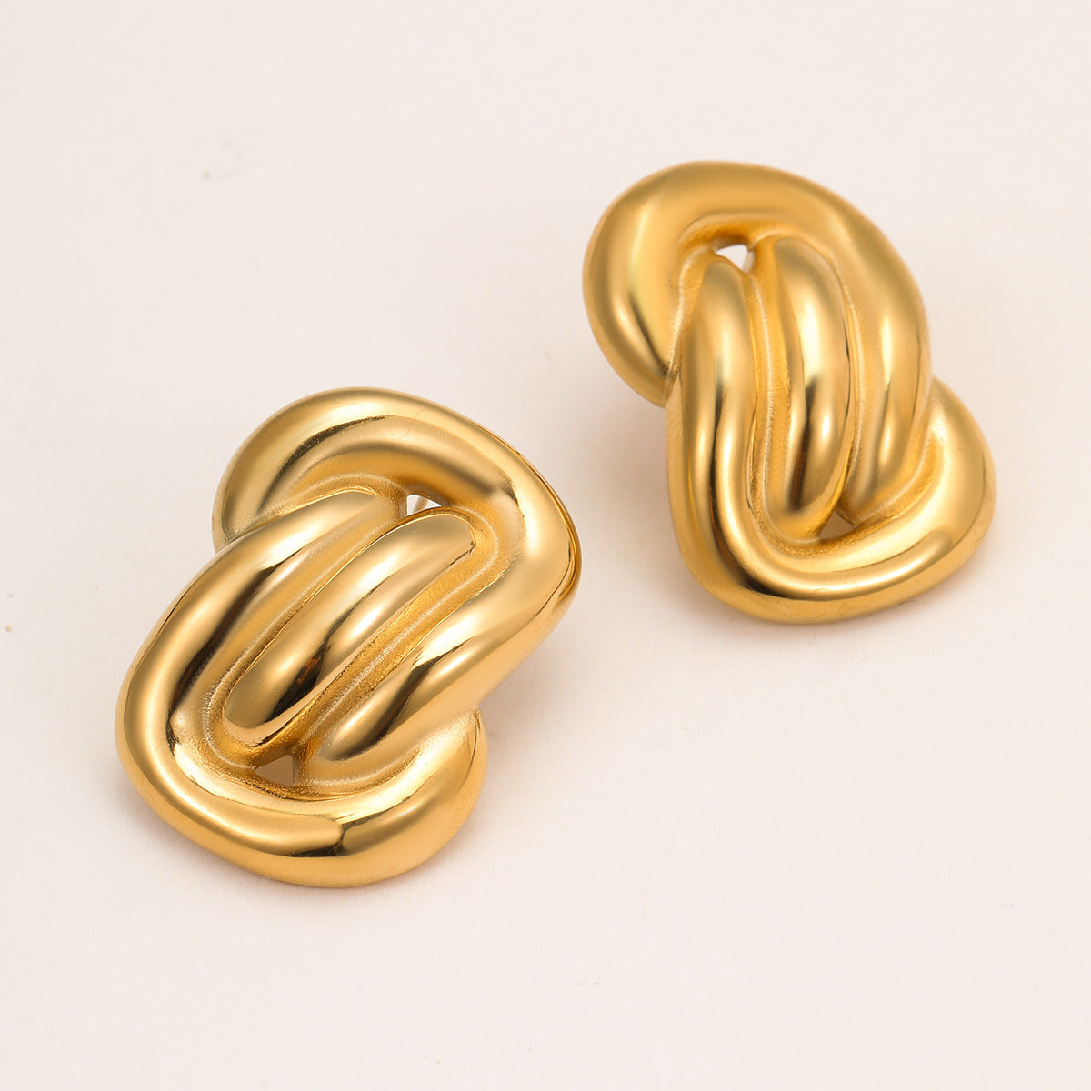 Pendientes de Acero Inoxidable Asimétricos Geométricos Estilo Francés Minimalista con Baño de Oro de 18 quilates para Mujer