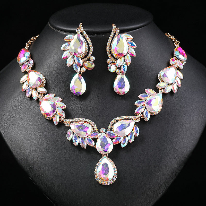 Minimalist Floral and Geometric Alloy Necklace Set for Women with Rhinestone Pendant, Plated Finish, O-Chain Design