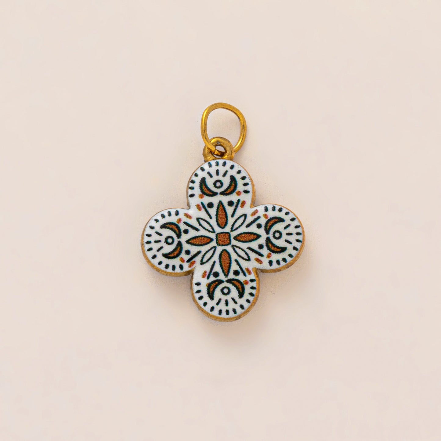 Vintage 18K Gold Plated Stainless Steel Floral Fish Charm Bar