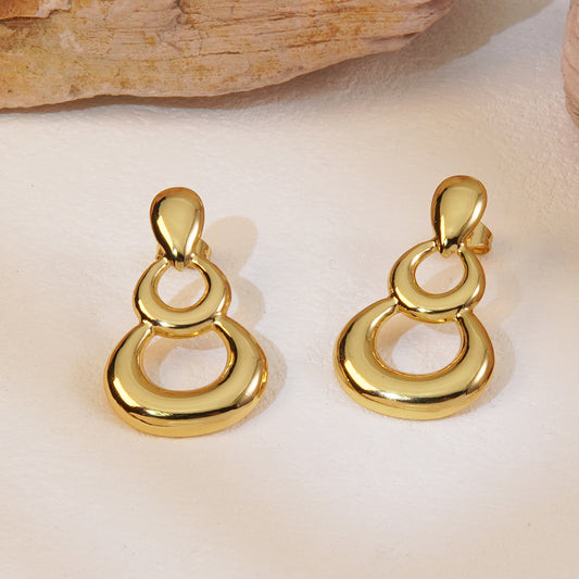 Geometric Round Plated Stainless Steel Earrings for Women