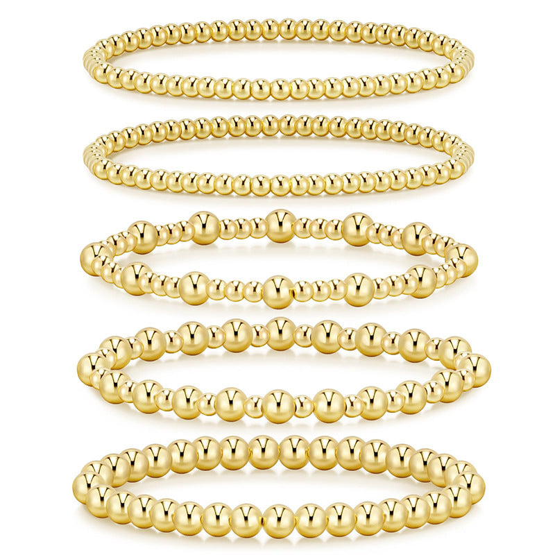 4mm 6mm Round Acrylic Beaded Stretch Bracelet Set for Women Unisex