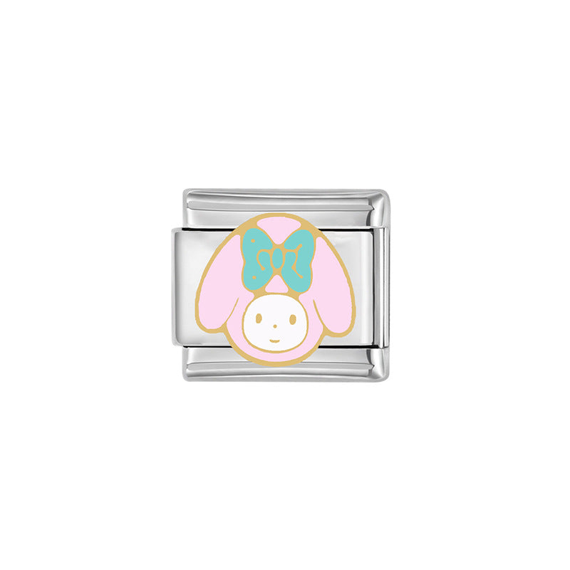 Elegant Plated Stainless Steel Cartoon Charm Bar Bracelet Unisex Fashion Jewelry