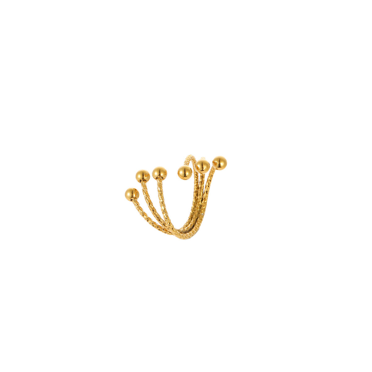 Fashionable Geometric Stainless Steel Bracelet and Titanium Steel Ring with 18K Gold Plating, Engraved Detail, Non-Fading Hand Jewelry for Women