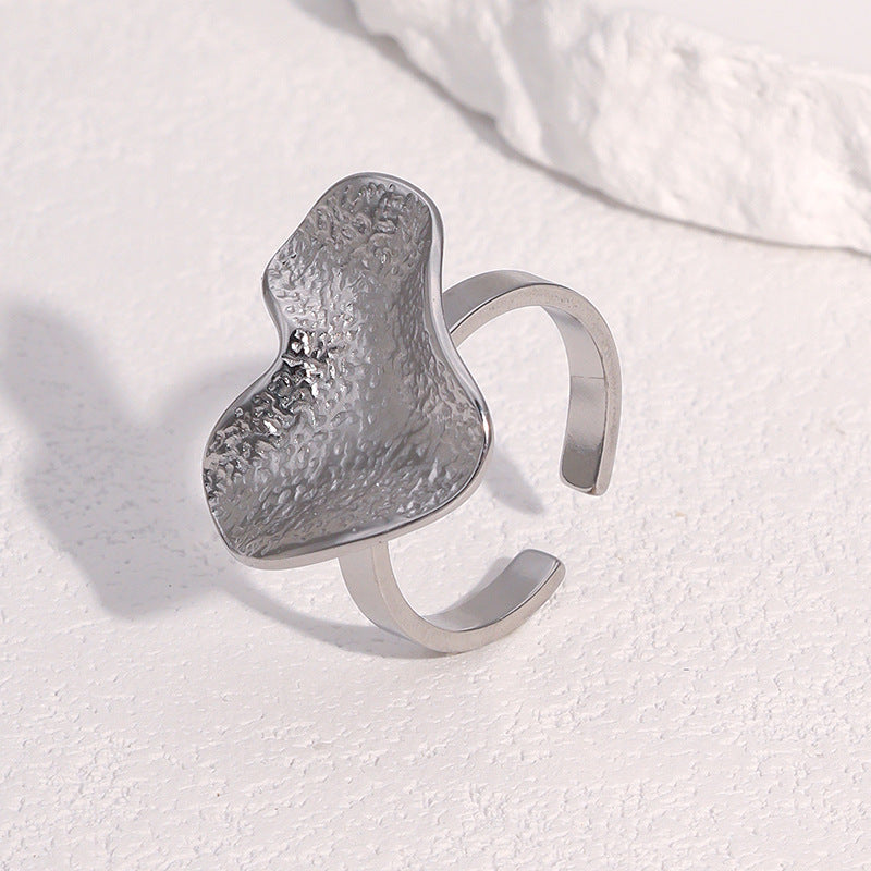 Anello Aperto Minimalista Irregolare Testurizzato Placcato Oro 18K in Acciaio Inossidabile Gioielli Geometrici da Donna