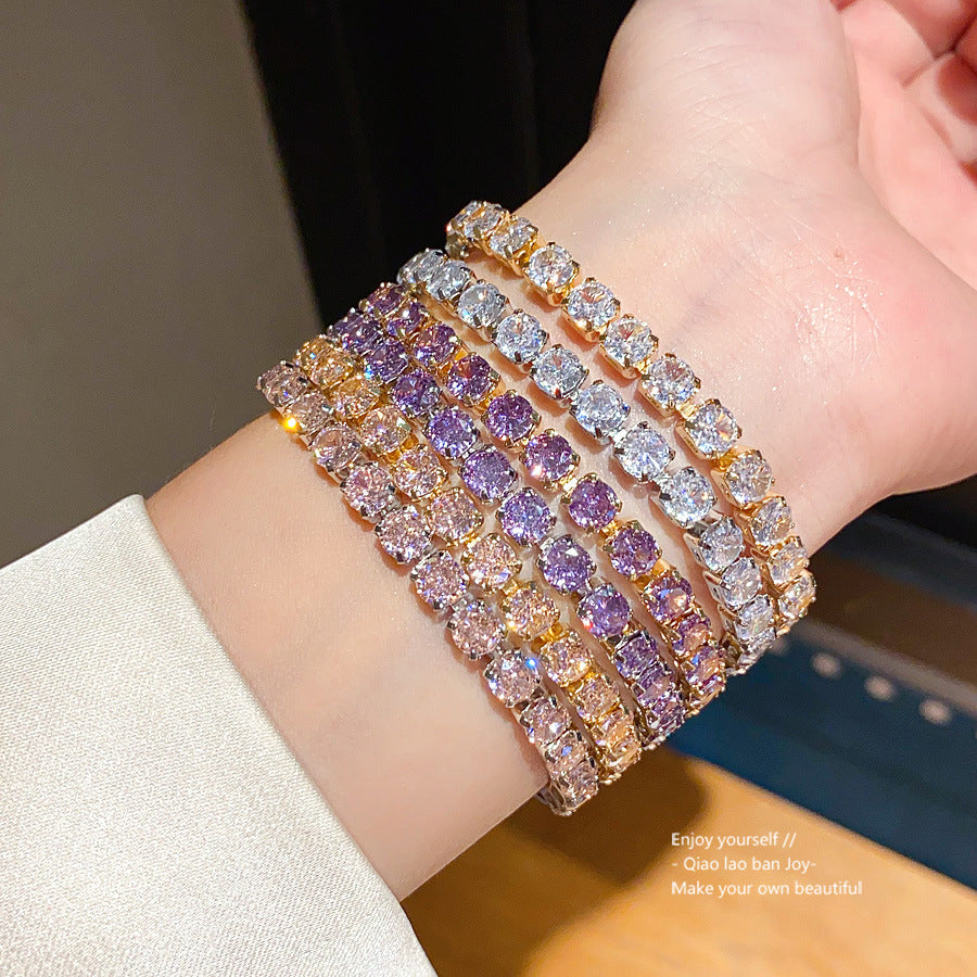 Luxury Elegant Geometric Square Brass Plated Bracelet with Cubic Zirconia Inlay for Women