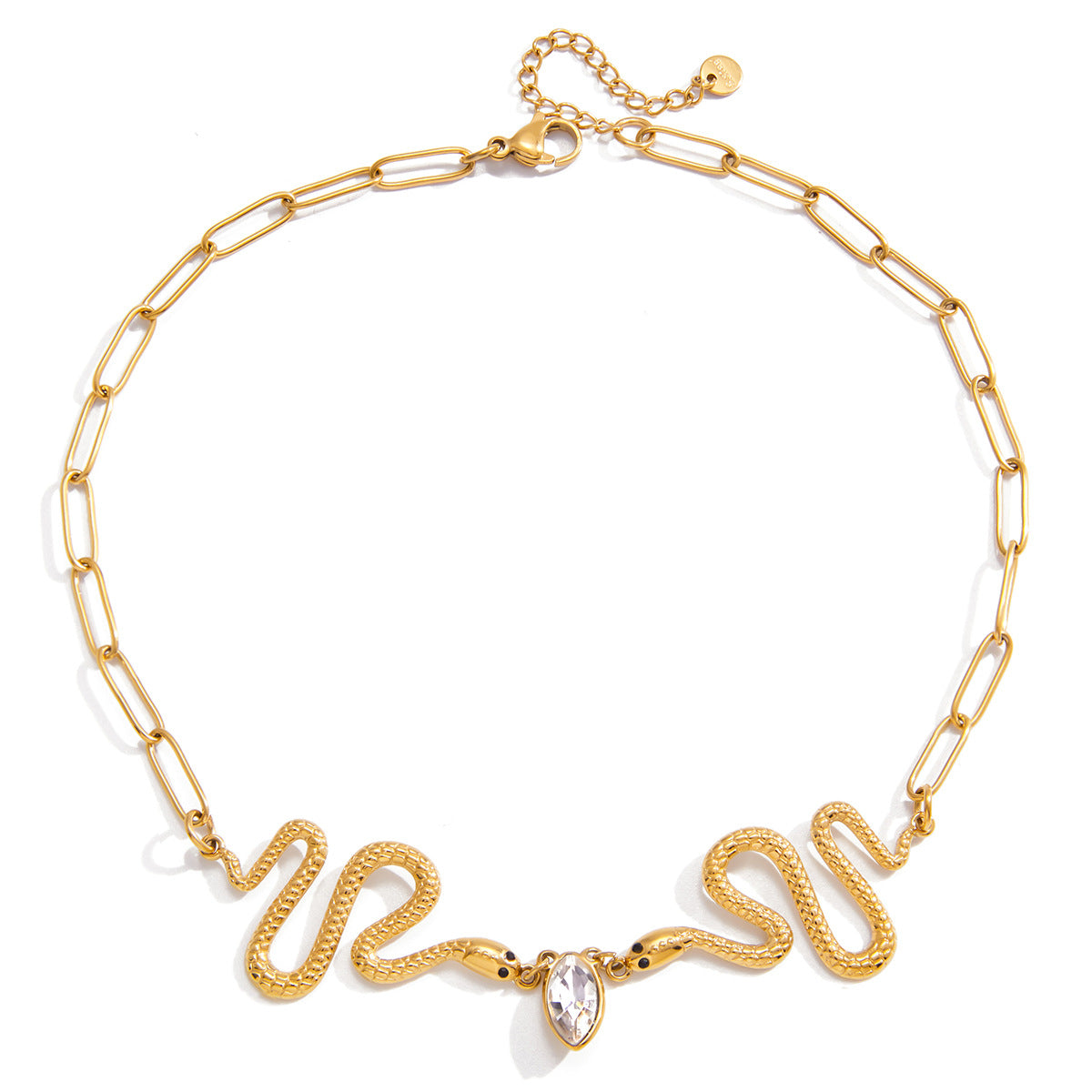 Collana da donna lusso geometrica a serpente placcata in oro 18K in acciaio al titanio