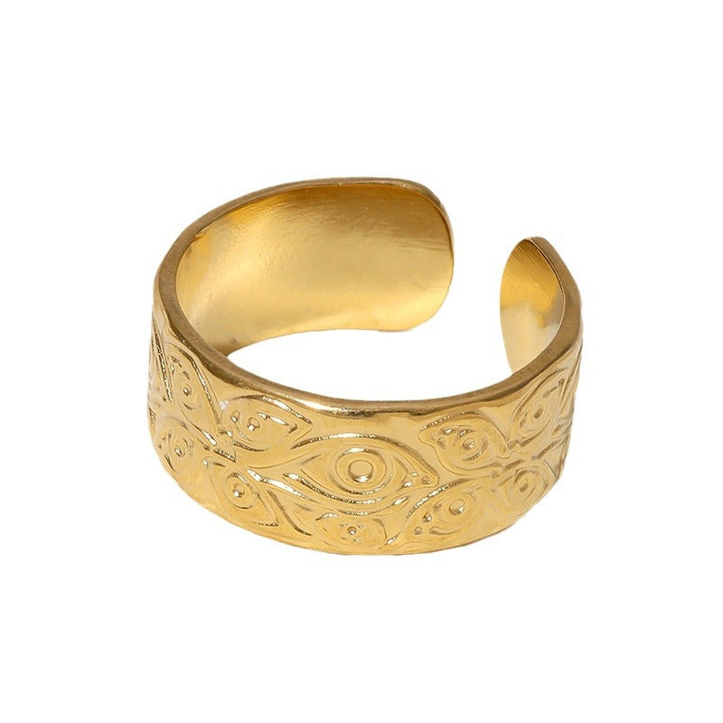 Punk Style Evil Eye Stainless Steel Adjustable Ring with Plating Finish for Men and Women