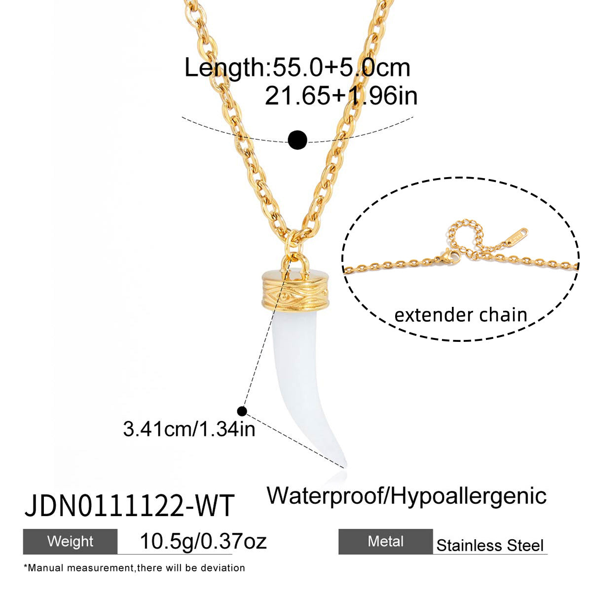 Minimalist Stainless Steel PVD Plated Geometric Bull Head Pendant Necklace with Resin and Rhinestone for Women