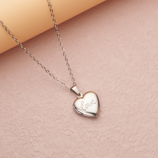 Collana con Pendente a Cuore Minimalista di Lusso con Cornice per Foto d'Amore, in Acciaio Inossidabile con Finitura Lucida