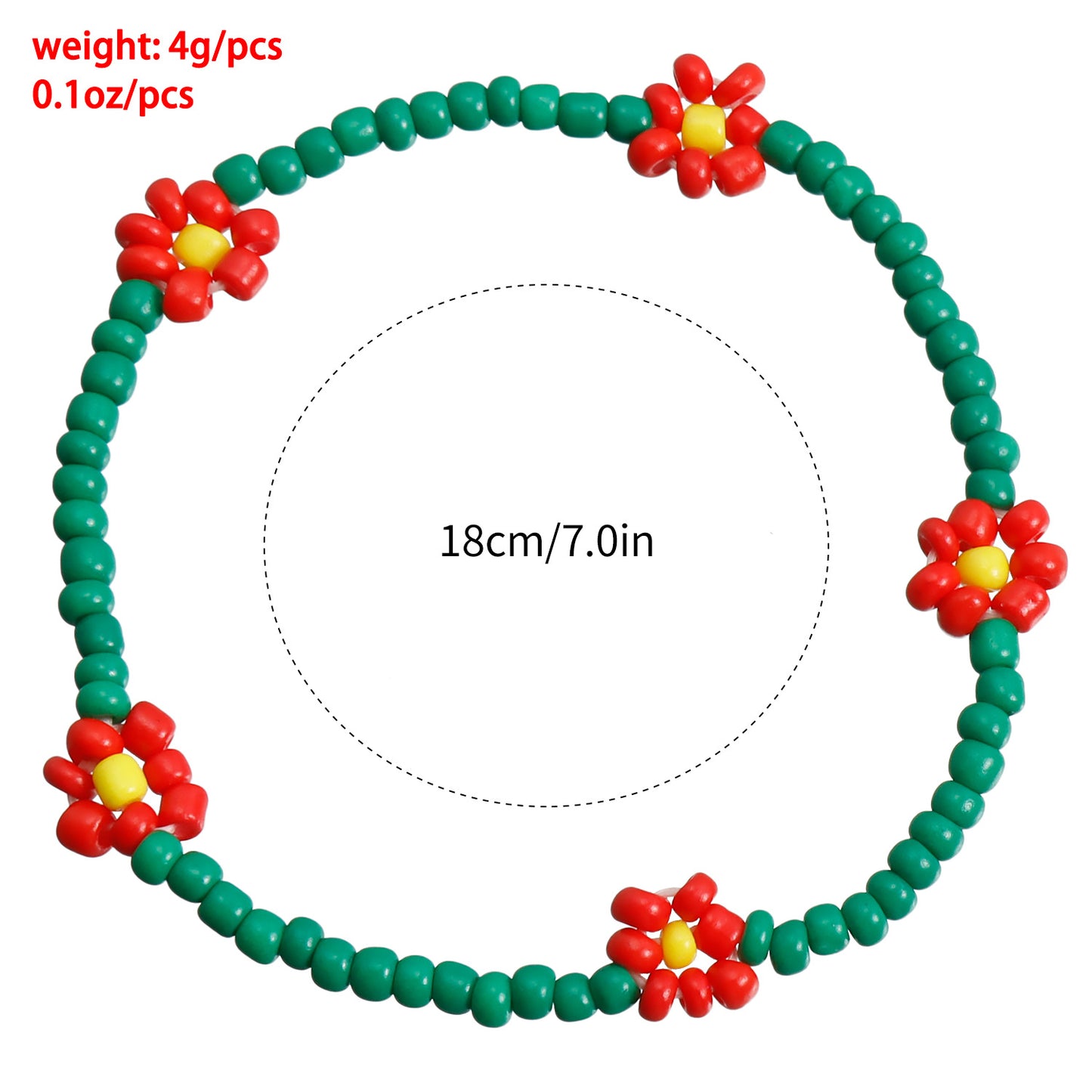 Charm Bracelet with Daisy Design in Colorful Seed Beads Handmade Geometric Flower Bracelet with Plated Finish