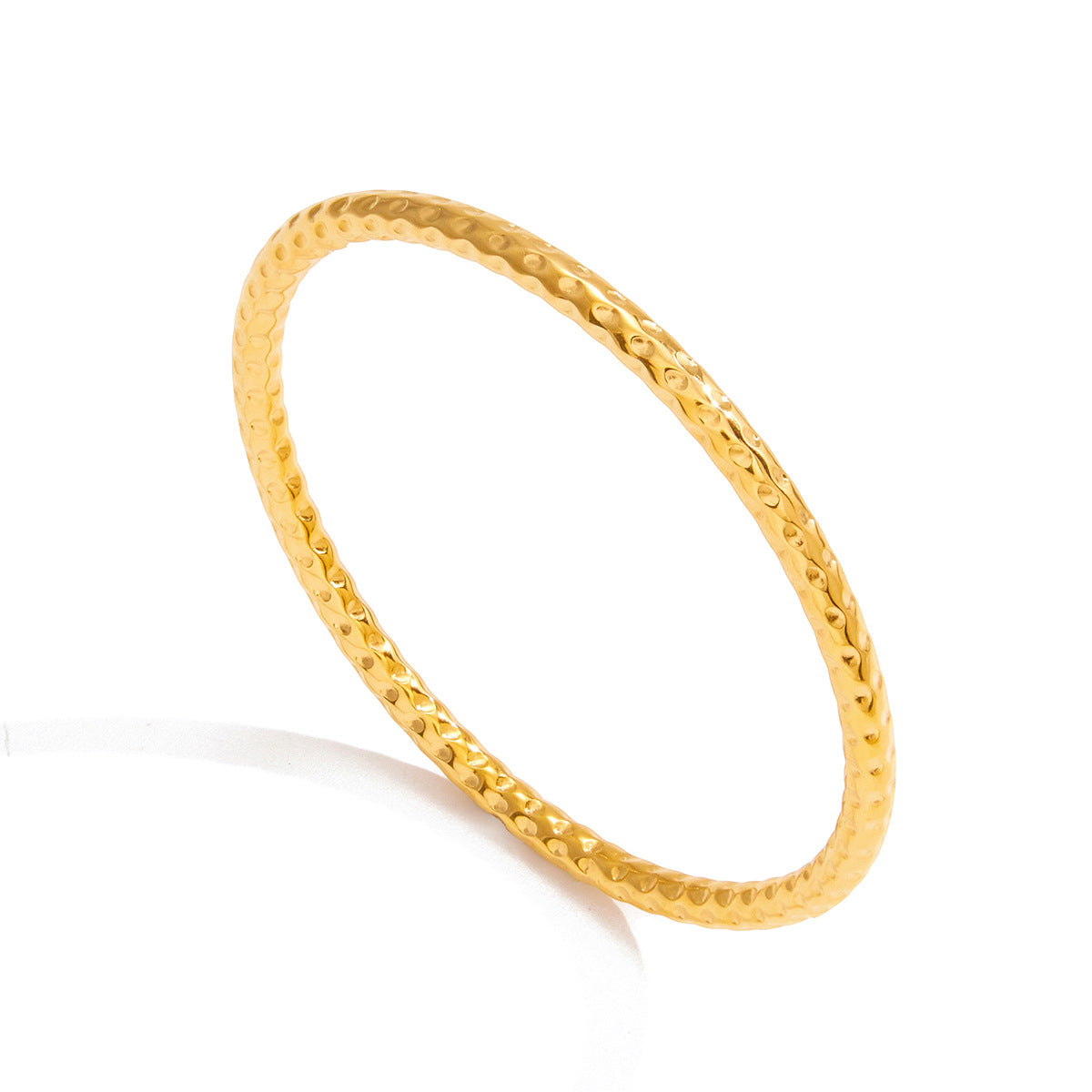 Bracciale Minimalista in Acciaio Inox Titanio con Placcatura in Oro 18K, Design Geometrico Rotondo, Accessorio Moda Leggero di Lusso