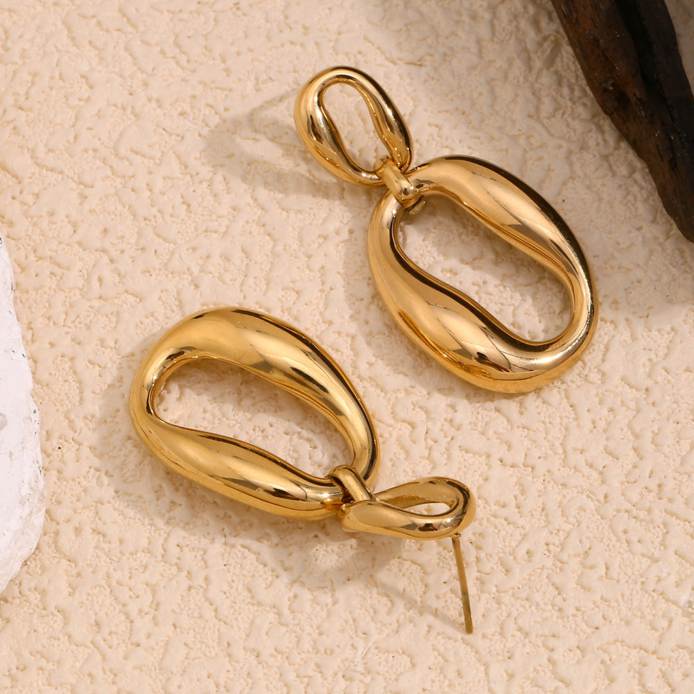 Orecchini da donna minimalisti geometrici in acciaio inossidabile con placcatura in oro 18K