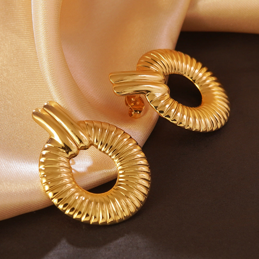 Orecchini a Cerchio da Donna Vintage Eleganti Geometria Vuota in Acciaio Inossidabile
