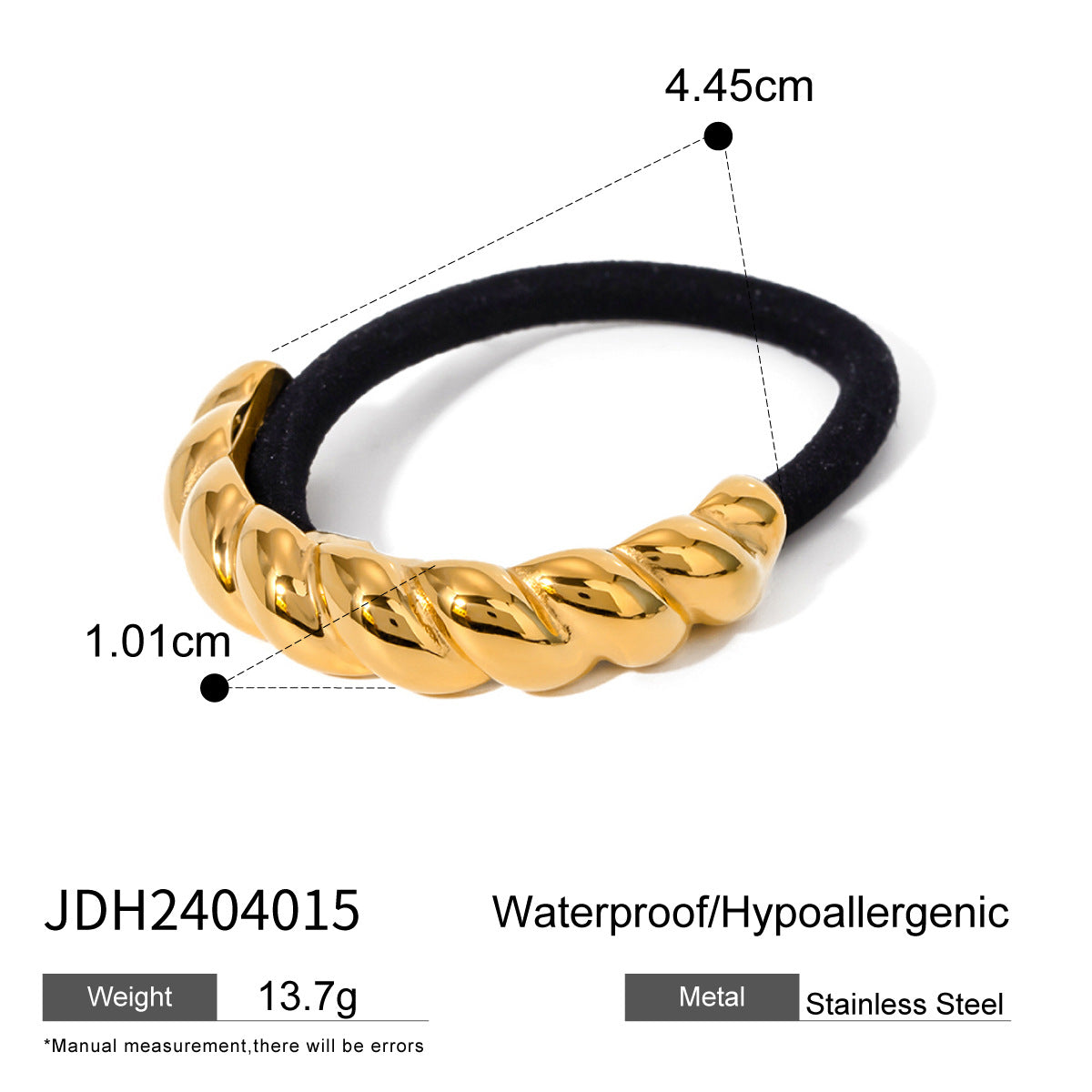Minimalist Geometric Stainless Steel Hair Tie with Plated Finish for Ponytail