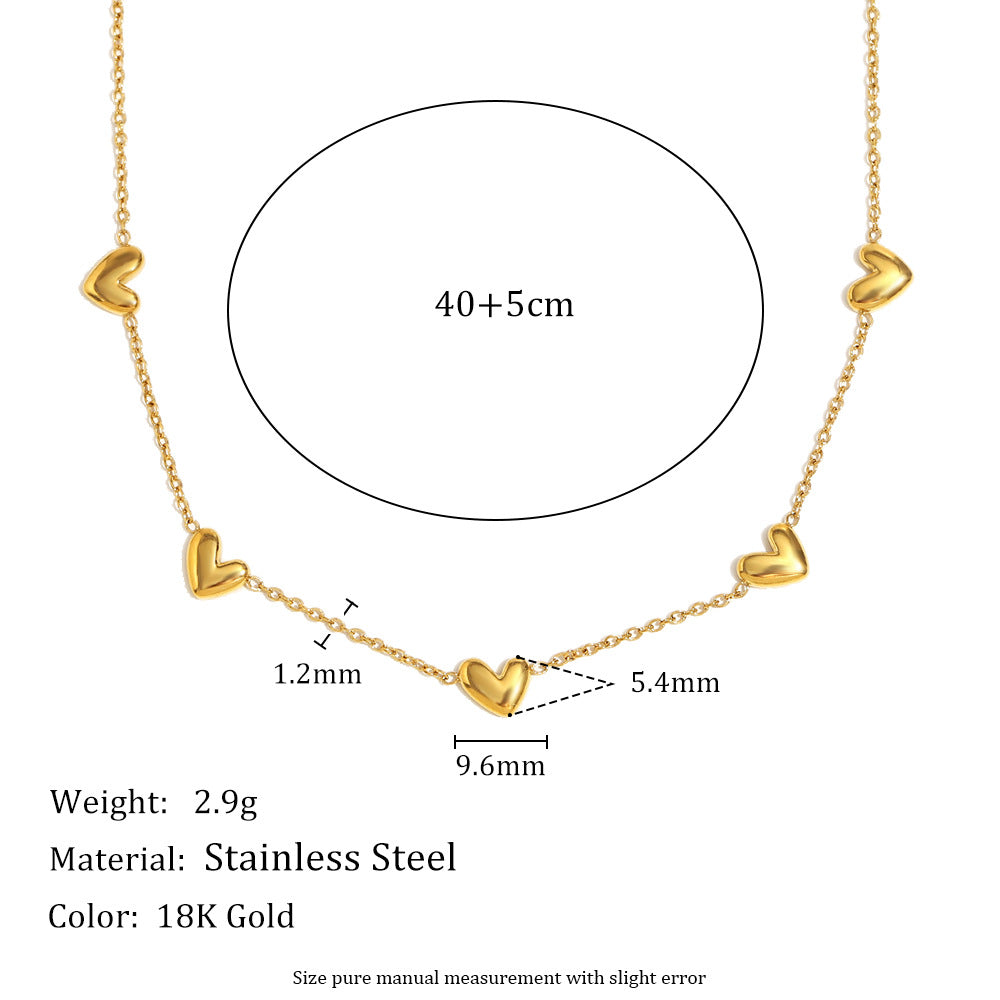Collana da donna a forma di cuore e lacrima, placcata in oro 18 carati, in acciaio inossidabile, con fiore in zircone e perline