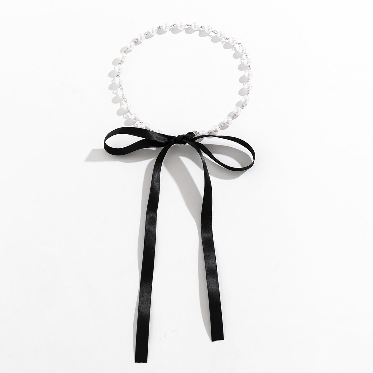 Collana Girocollo Vintage da Donna con Fiocco a Nastro Perle Imitazione Ciondolo Fai da Te