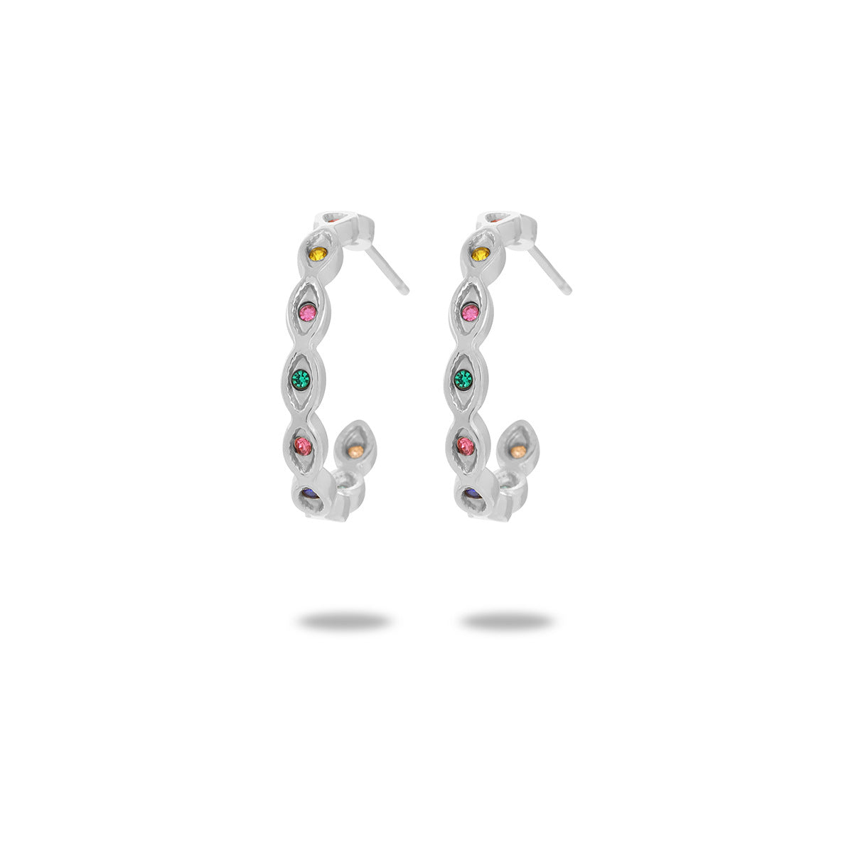 Aretes de acero inoxidable con forma de C geométrica vintage y pedrería para mujer, con baño de oro de 18 quilates al vacío, resistentes a la decoloración y con un lujoso diseño versátil.