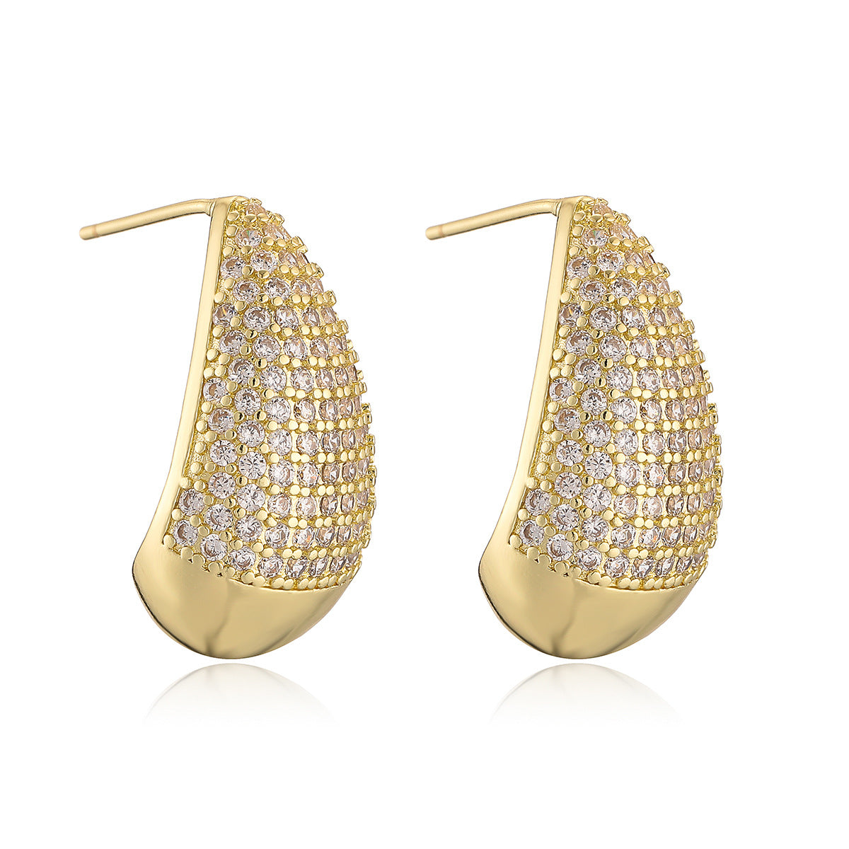 Minimalist Geometric Drop Earrings for Women with Zircon Inlay and Micro-Pave Setting in Brass