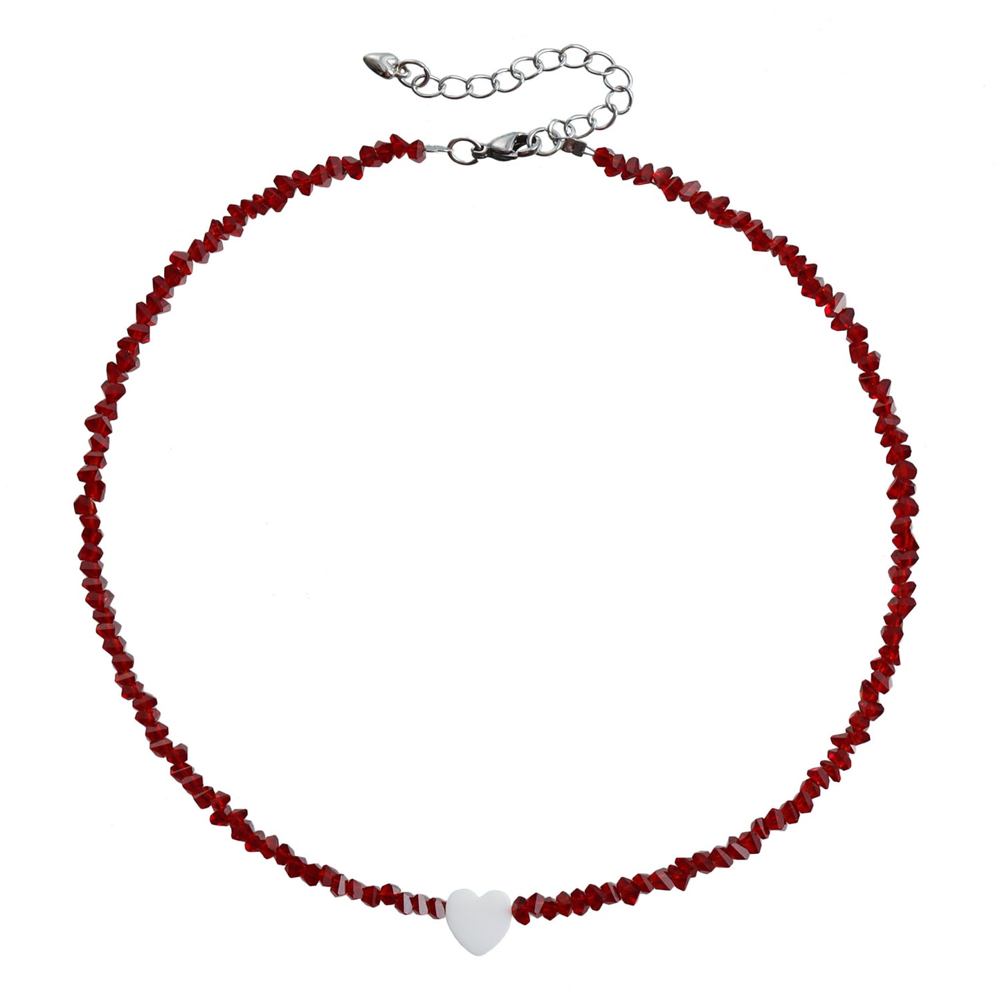 Collar Minimalista de Cuentas de Cristal con Forma de Corazón para Mujer con Colgante de Aleación Chapado en Oro y Delicada Cadena para Clavícula
