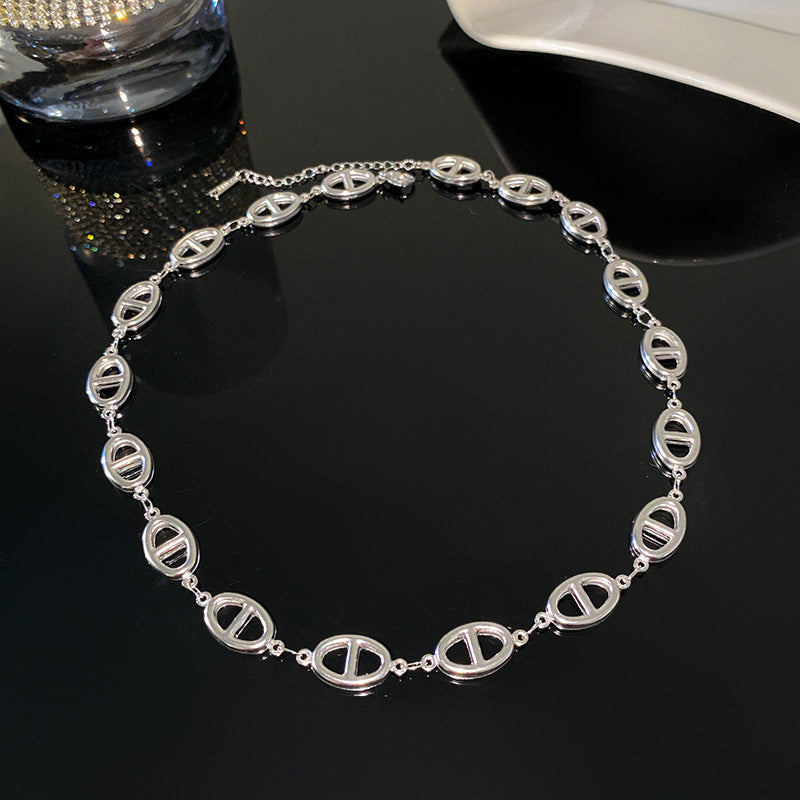 Vintage Sweet Geometric Round Titanium Steel Plated Necklace for Unisex