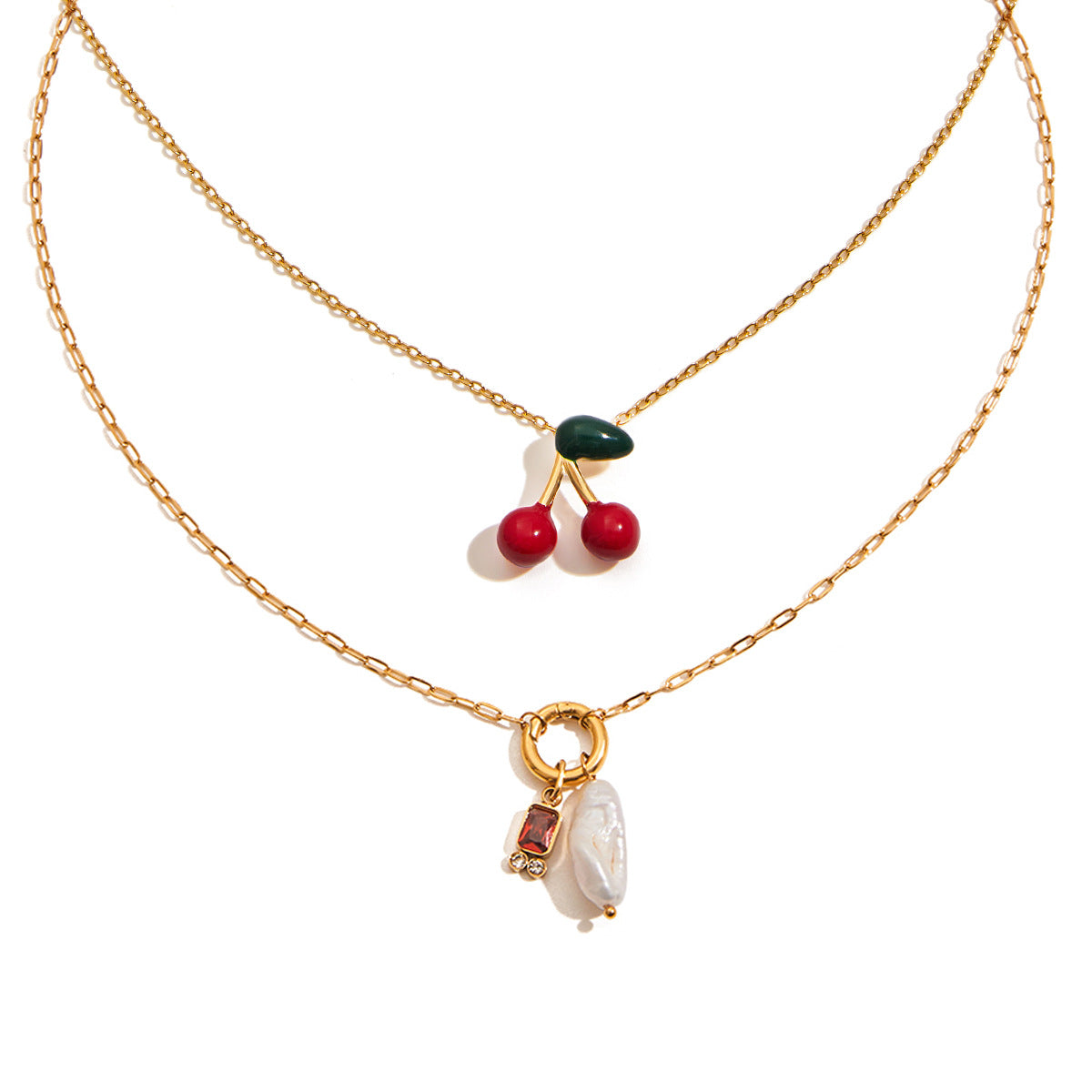 Minimalist Luxury Geometric Stainless Steel Plated Necklace with Titanium Steel Pendant and Pearl for Women