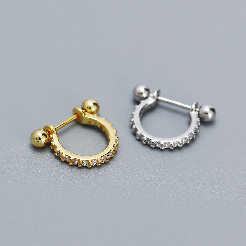 Orecchini a Cerchio Geometrici con Zirconi Cubici in Argento Sterling 925