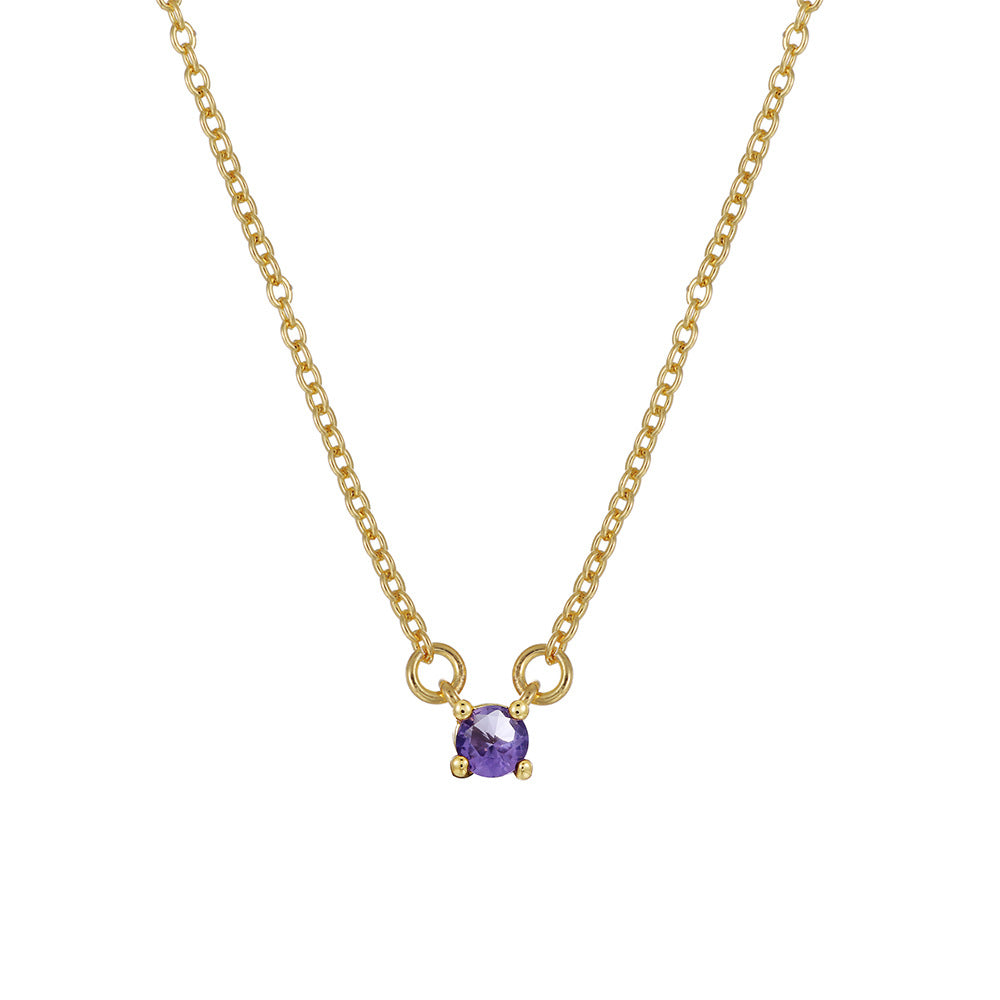 Collana alla moda in rame placcato oro con ciondoli in ametista, smeraldo e zircone, per donna