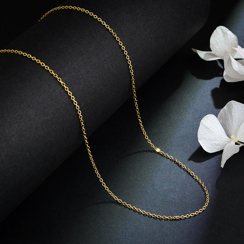 18K Gold Plated Geometric Lip Pendant Titanium Steel O-Chain Necklace for Women