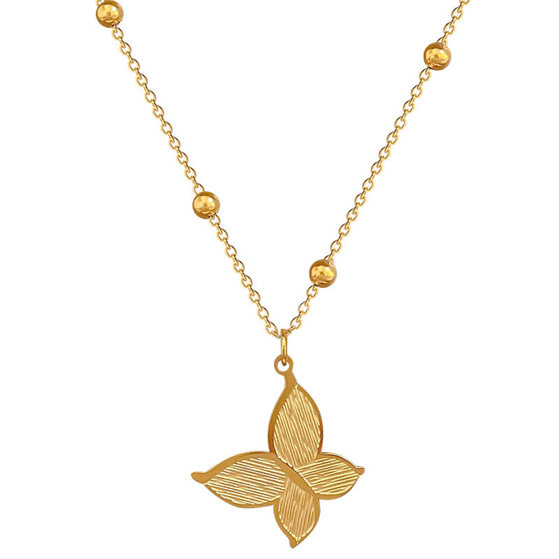 Minimalist Titanium Steel Butterfly Geometric Collar Necklace