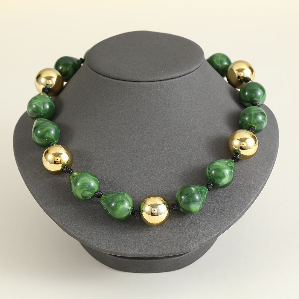 Punk Asymmetrical Acrylic Resin Geometric Round Beaded Necklace with Bubble Detail for Women