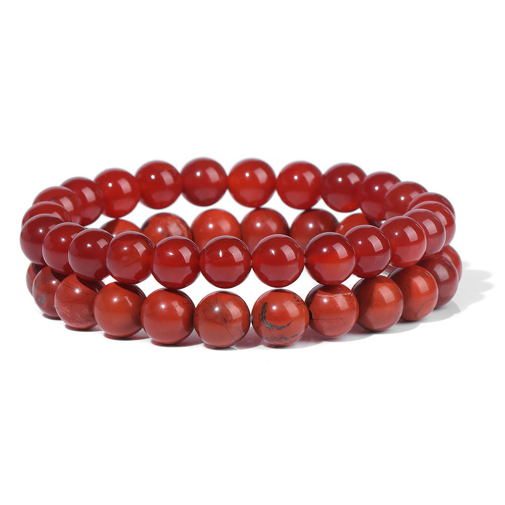 Vintage Business Geometric Natural Gemstone Beaded Bracelet Set for Unisex